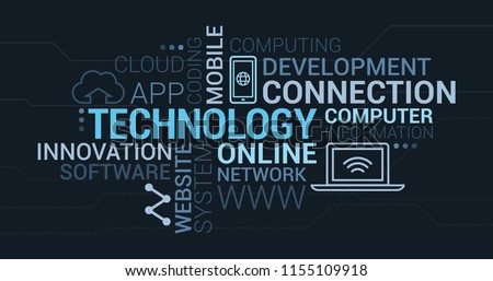 IT technology, development and networks tag cloud Royalty-Free Stock Photo #1155109918