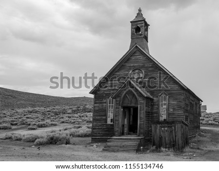 An Old Church in the Ghost Town of Bodie California Royalty-Free Stock Photo #1155134746