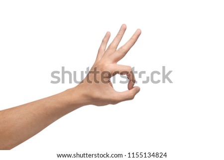 Cutout hand gestures and positions on white background.
