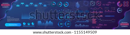 Modern modern infographic vector template with statistics graphs and finance charts. Diagram template and chart graph, graphic information visualization illustration Royalty-Free Stock Photo #1155149509