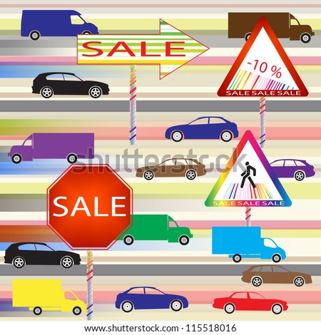 Sale label as a road sign. Vector Illustration.