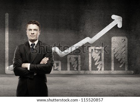 man on a background of growth chart
