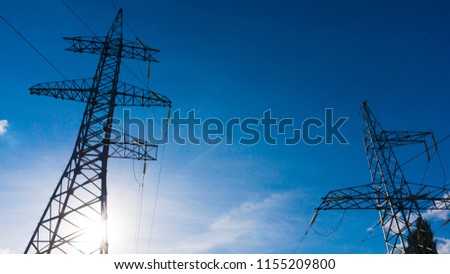 Electrical network on blue sky background