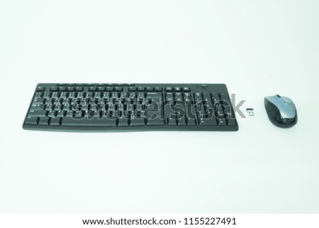 Wireless keyboard, mouse and receiver isolated on white background 2