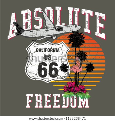 Absolute freedom California graphic design vector art
