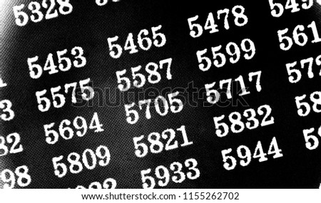 Black background with many numbers in perspective