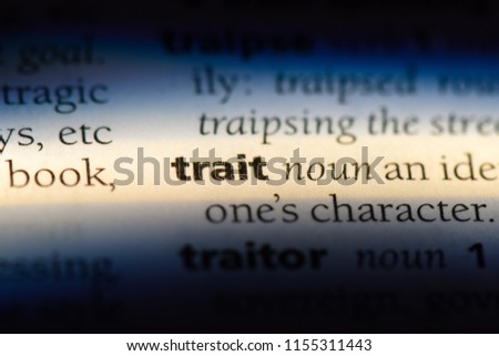 trait word in a dictionary. trait concept. Royalty-Free Stock Photo #1155311443