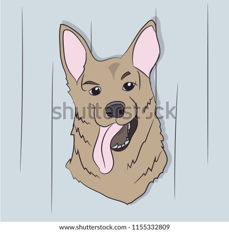 portrait of a dog on the wall background, vector, looks