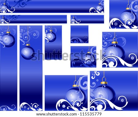 christmas banners with balls and snowflakes in sizes 728 x 90 468 60 234 125 120 600 160 180 150 240 200 250 300 336 280