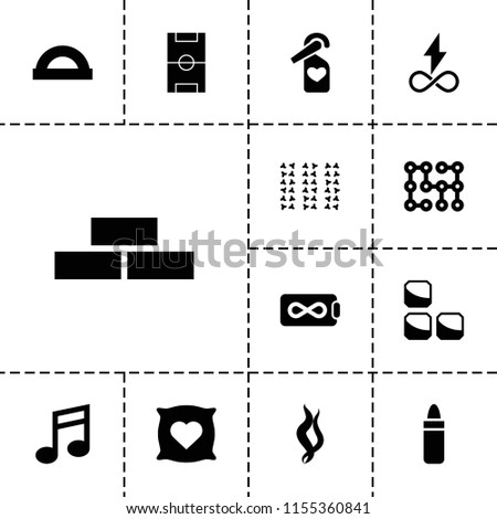 Texture icon. collection of 13 texture filled icons such as brick wall, pillow with heart on it, lipstick, protractor, smoke. editable texture icons for web and mobile.