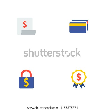 Set of finance icons flat style symbols with cards, financial report, lock and other icons for your web mobile app logo design.