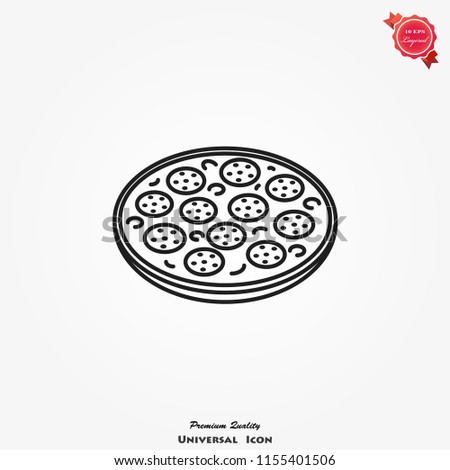 Pizza icon vector in flat style, food silhouette