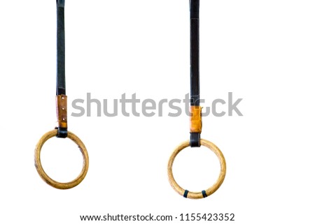 Two rings old on rope isolated on white background