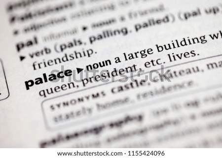 Close up to the dictionary definition of palace