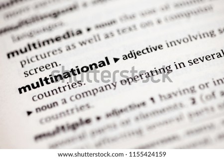 Close up to the dictionary definition of multinational