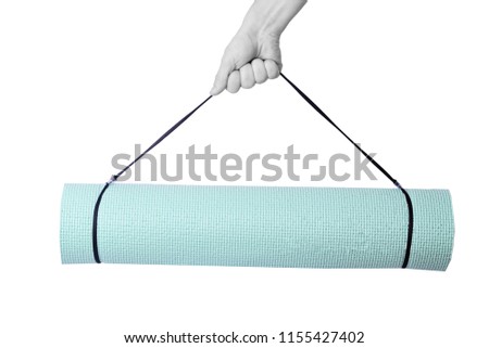 turquoise yoga mat on a white background ,isolated