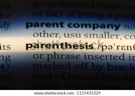parenthesis word in a dictionary. parenthesis concept. Royalty-Free Stock Photo #1155435229