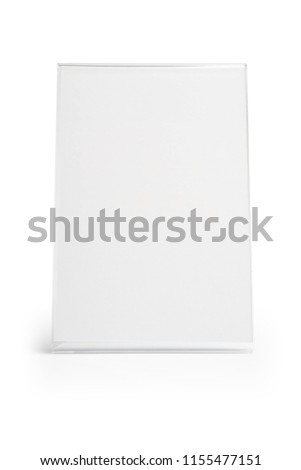 transparent acrylic table stand display isolated white