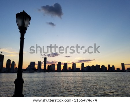 sunset seen from the lower Manhattan
