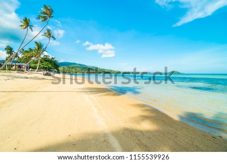Beautiful tropical beach and sea with coconut palm tree in paradise island