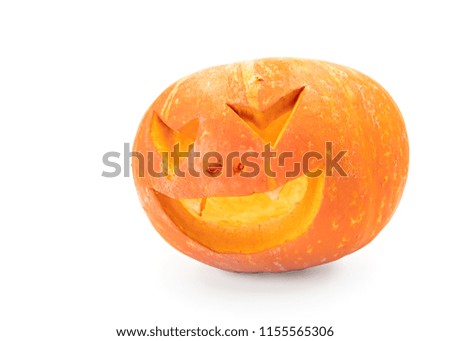 spooky halloween pumpkin isolated on white background with clipping path