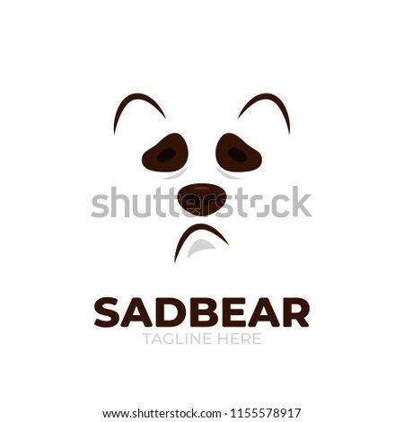 Sad bear face logo icon emotion simple silhouette