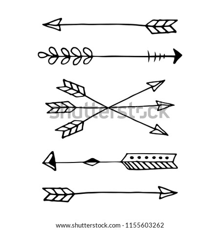 Arrows, hearts, ornament - handdrawn wedding decor elements in boho style. Vector collection. Boho bohemian scandinavian style