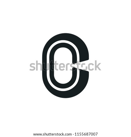 letter c curves geometric logo vector
