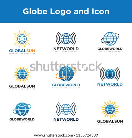 set globe logo and icon Vector design Template