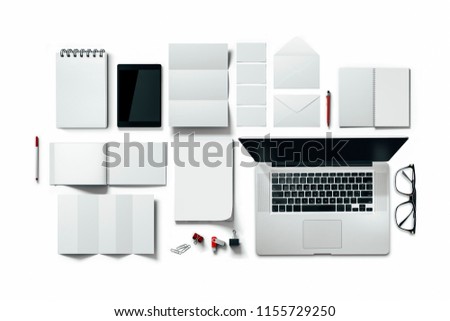Top view image of corporate identity  branding elements, mockup 