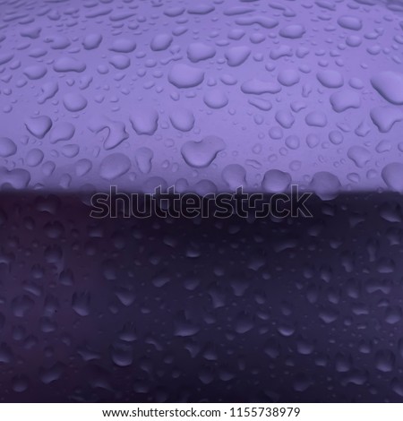 Split purple image of water droplets on a metallic car paint