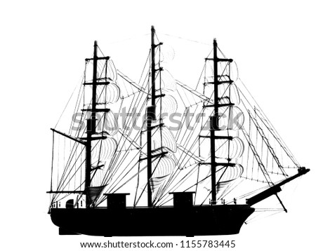 silhouette of the ship with white background