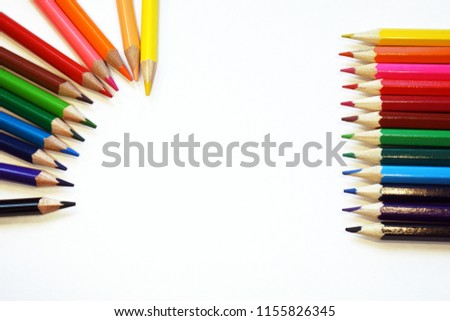 bright frame of colored pencils. Suitable for children and school subjects.