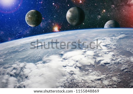 View of space through the earth on Earth Observation . Futuristic abstract space background.
