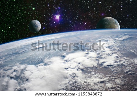 View of space through the earth on Earth Observation . Futuristic abstract space background.