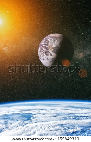 A view of space from the earth. Colorful deep space. Universe concept background. Elements of this image furnished by NASA