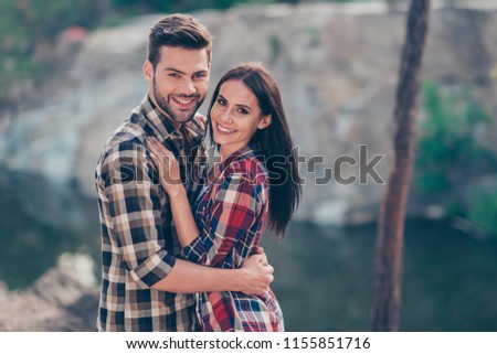 Sweet heart latin hispanic affectionate ideal idyllic person concept. Close up photo portrait of excited handsome beautiful cute lovely glad nice people with toothy beaming smile looking at camera