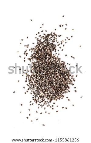 Chia seeds isolated on white background. Closeup. Top view. Chia SuperFood.  Healthy eating  concept Royalty-Free Stock Photo #1155861256