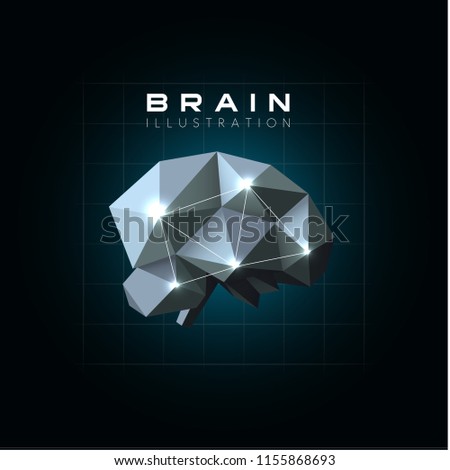 Neural network structure vector illustration. Abstract polygonal Brain logo template. Artificial interface