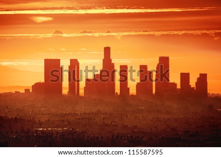 Sunrise over downtown Los Angeles