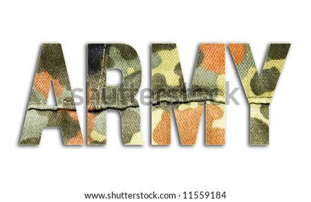 word "army" from military camouflage
