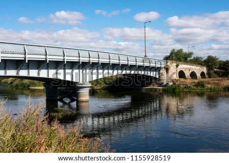 Iron road bridge spanning the River Trent, Sawley, Derbyshire, UK