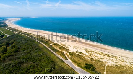 Oosterschelde flood barrier in the Netherlands at the Northern Sea taken from above with a drone
