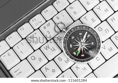 Computer keyboard and retro compass
