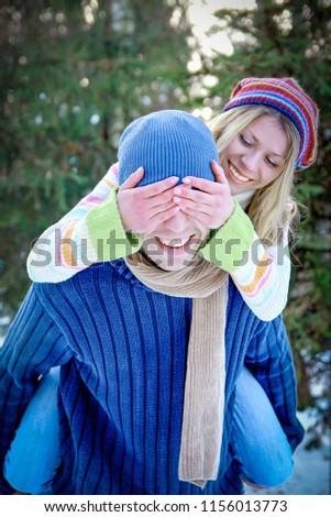 couple in the park in winter