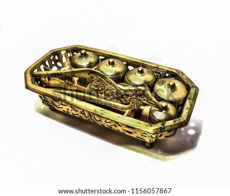 An antique Malaysian tepak sirih brass Royalty-Free Stock Photo #1156057867