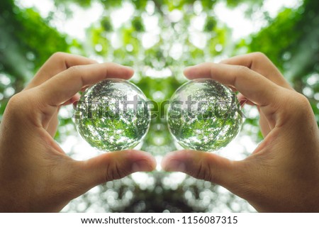 background green nature.Love the world.light bokeh.Crystal ball. Royalty-Free Stock Photo #1156087315
