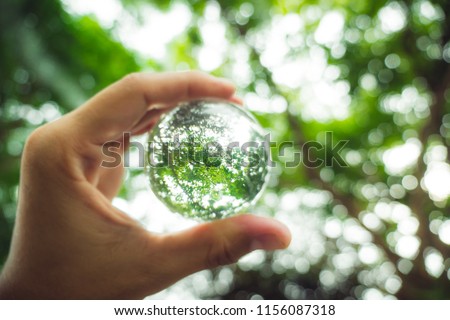 background green nature.Love the world.light bokeh.Crystal ball. Royalty-Free Stock Photo #1156087318