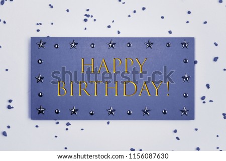 Happy birthday text card on white background. 