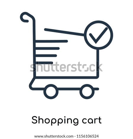 Shopping cart icon vector isolated on white background, Shopping cart transparent sign , thin symbols or lined elements in outline style